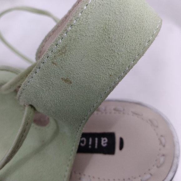 Women\'s  Alice + Olivia Green Lace Gladiator Wedge Heels Size 7 US  37 EUR